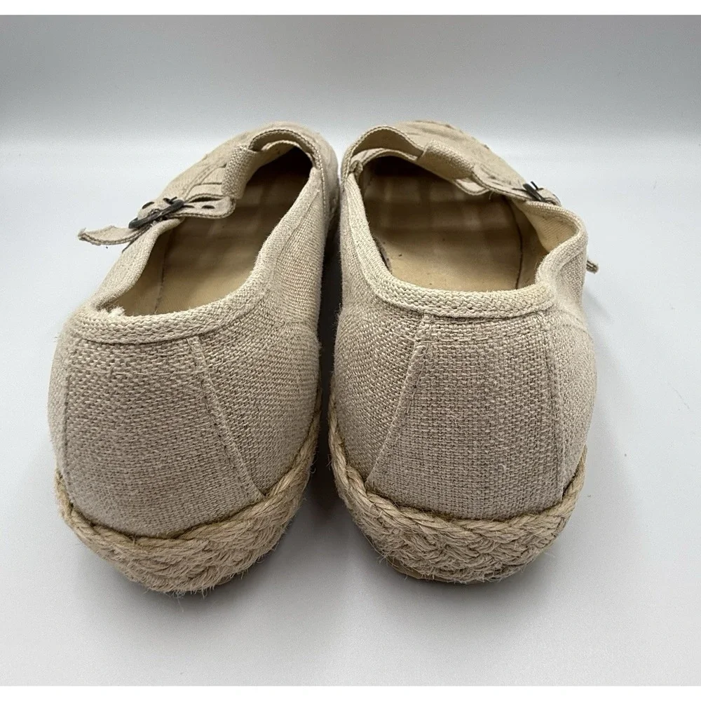 Grasshoppers‎ Womens Beige Canvas Espadrille Mary Jane Flats Size 8M